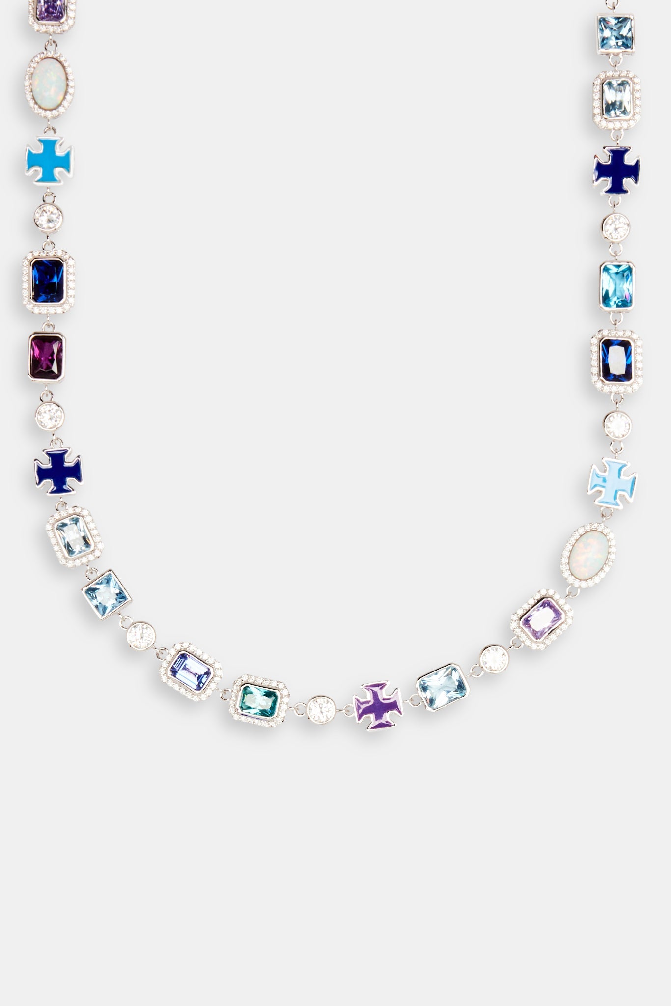 Multi Gemstone Motif Necklace - Blue - 10mm